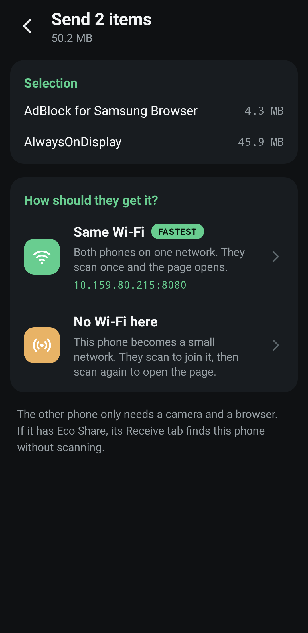 How should they get it: Same Wi-Fi, marked fastest, or No Wi-Fi here